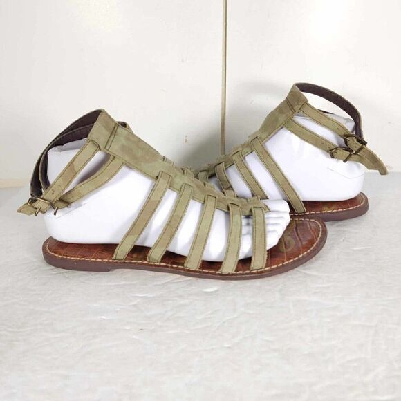 Sam Edelman Women's Gilda US8 Leather Green Camo Strappy Roman Gladiator Sandals - Picture 5 of 12